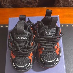 Mazino Kids Black and Orange Sneakers